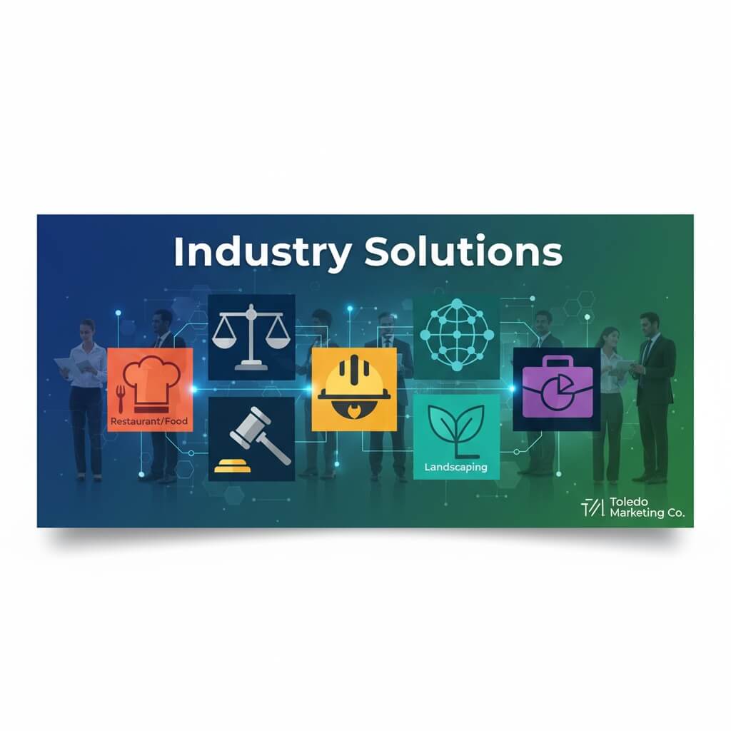 Industries we serve including restaurants law firms contractors and landscapers with AI-powered marketing solutions for Toledo Ohio businesses